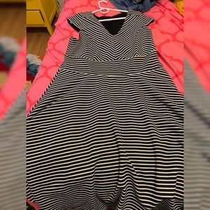 Black and white strip City Chic work dress